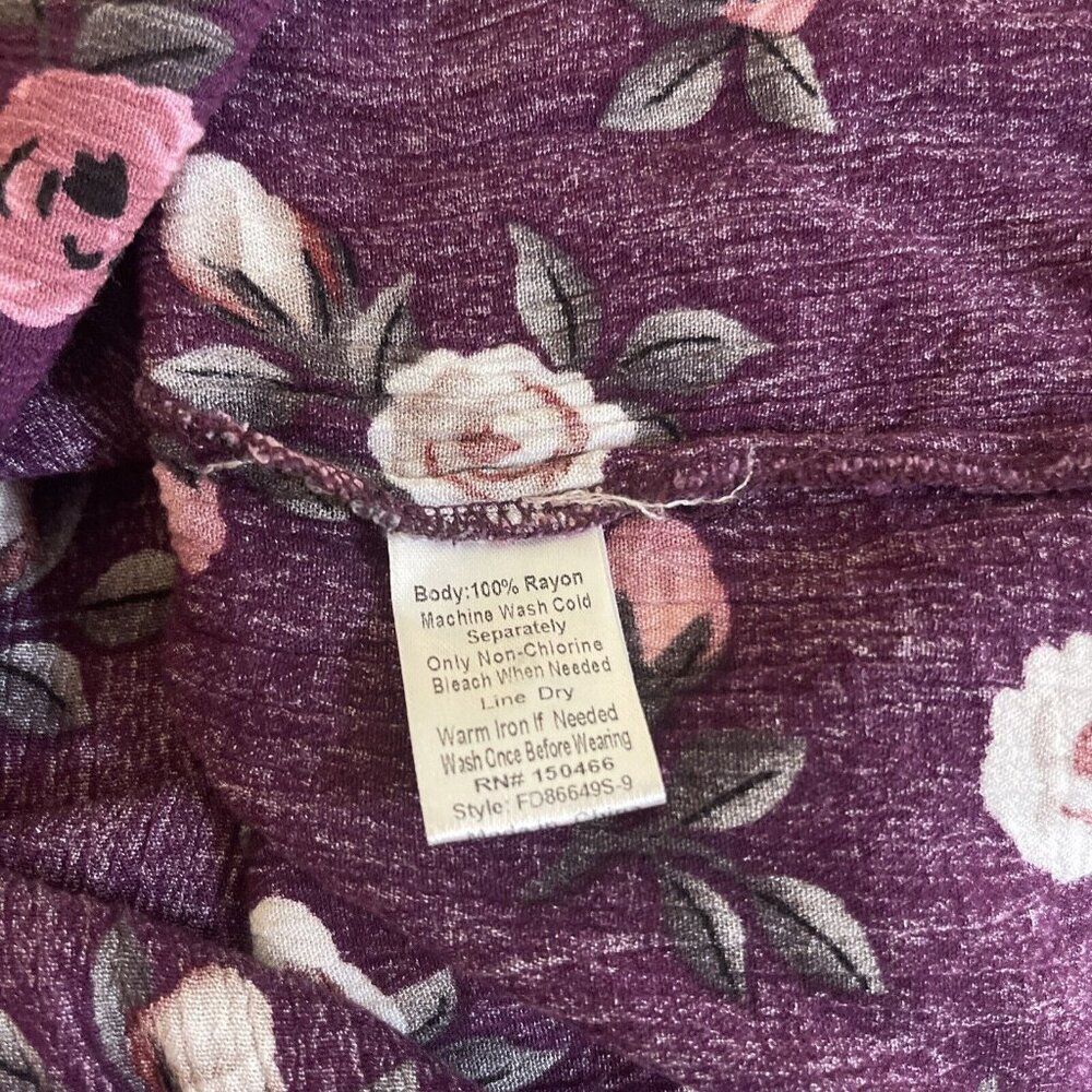 Womens Size XL Monday Fun Floral 3/4 Sleeve Pullover Blouse Tunic - Picture 6 of 12